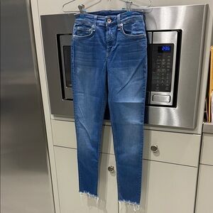 rag & bone Blue Ankle Jeans with Frayed Hem